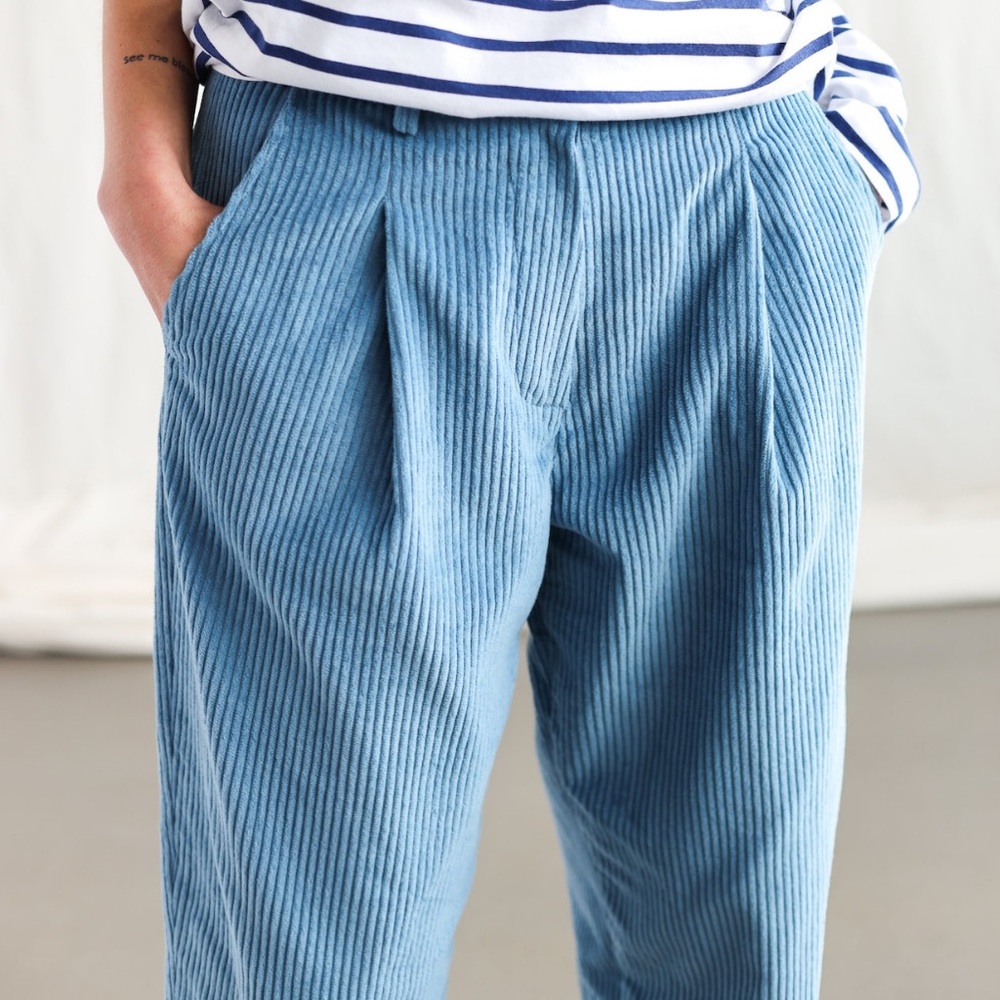 Blue Corduroy Trousers - Lightweight Women's Pants
